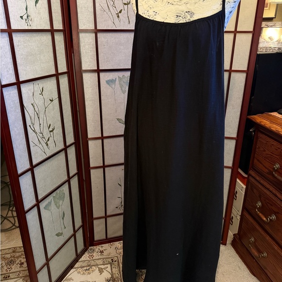 Long black cotton shift with cute tie tie back. Great resort vacation wear NEW - Picture 5 of 5